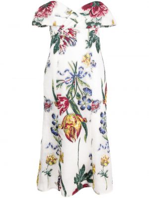 Midi obleka s cvetličnim vzorcem s potiskom Marchesa Notte bela