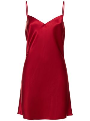 Сатенена мини рокля Staud червено