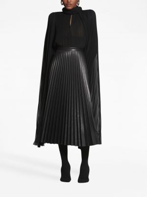 Plisuotas odinis sijonas Balenciaga juoda