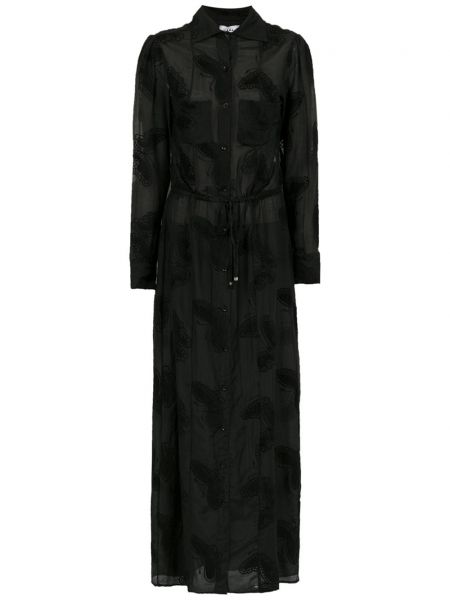 Plážové hodvábne šaty s výšivkou Amir Slama čierna
