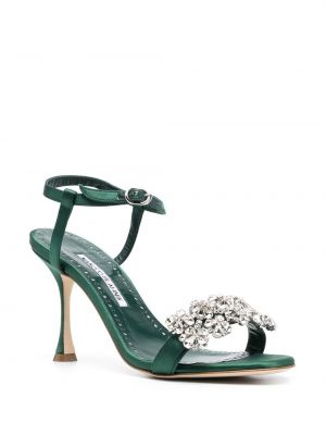 Křišťálové sandály Manolo Blahnik zelené