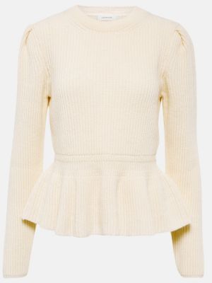 Sweter wełniany z baskinką Lemaire biały