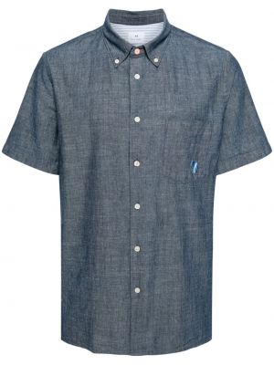 Lanena srajca z zebra vzorcem Ps Paul Smith modra