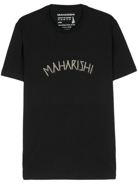Bombažna majica s potiskom Maharishi črna