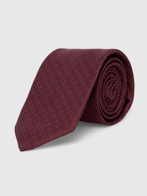 Jedwabny krawat Calvin Klein bordowy