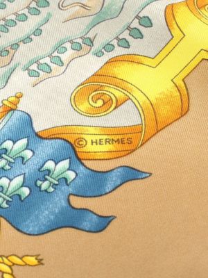 Echarpe en soie Hermès beige