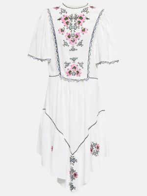 Midi šaty s výšivkou Isabel Marant bílé
