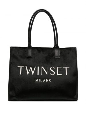 Τσάντα shopper με κέντημα Twinset μαύρο