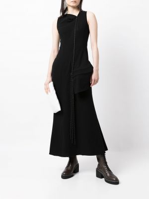 Nėriniuotas suknele su raišteliais Yohji Yamamoto juoda