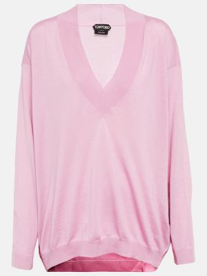 Kašmírový hedvábný svetr Tom Ford růžový