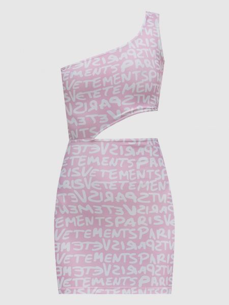 Платье мини с принтом Vetements розовое