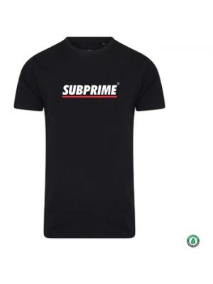 Czarna koszula w paski z krótkim rękawem Subprime