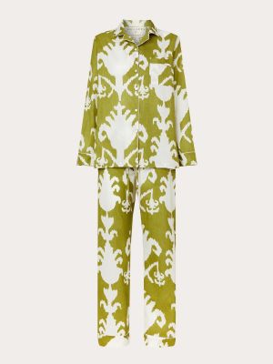 Pijama de algodón con estampado Philippa 1970 verde