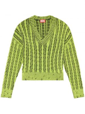 Chunky pulover z v-izrezom Diesel zelena