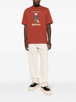 Kokvilnas t-krekls ar apdruku Barbour sarkans