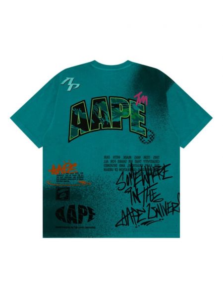 T-shirt aus baumwoll mit print Aape By *a Bathing Ape® blau