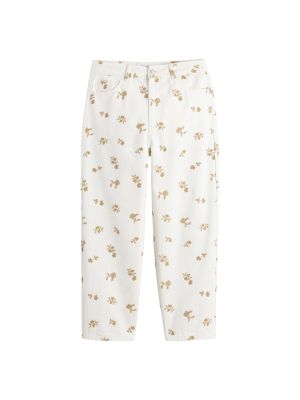 Pantalones rectos con bordado de flores La Redoute Collections beige