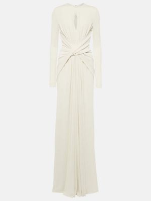 Sukienka długa z dżerseju Elie Saab biała
