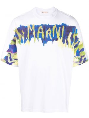 Tričko s potiskem s abstraktním vzorem Marni bílé