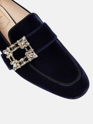 Pantofi loafer de catifea Roger Vivier albastru