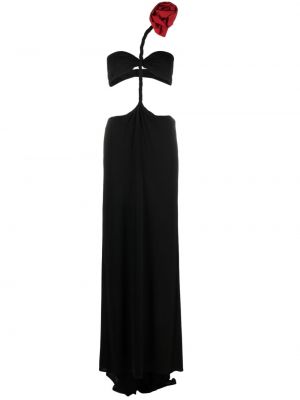 Вечерна рокля на цветя Magda Butrym черно