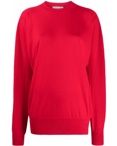 Jersey de tela jersey de cuello redondo drapeado Bottega Veneta rojo