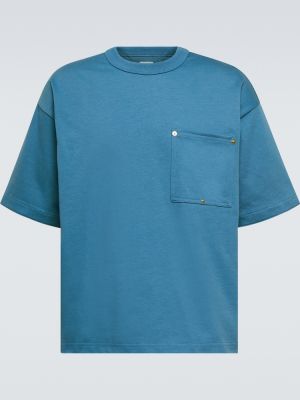 Niebieska koszulka bawełniana z dżerseju Bottega Veneta