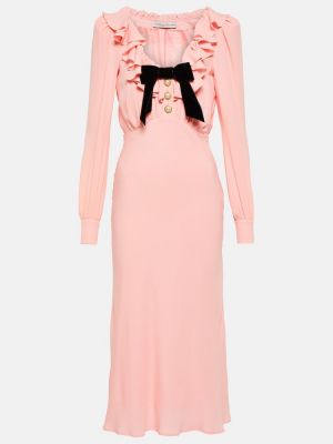 Svilena midi haljina Alessandra Rich ružičasta