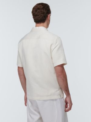 Camisa de lino de seda de algodón Zegna blanco