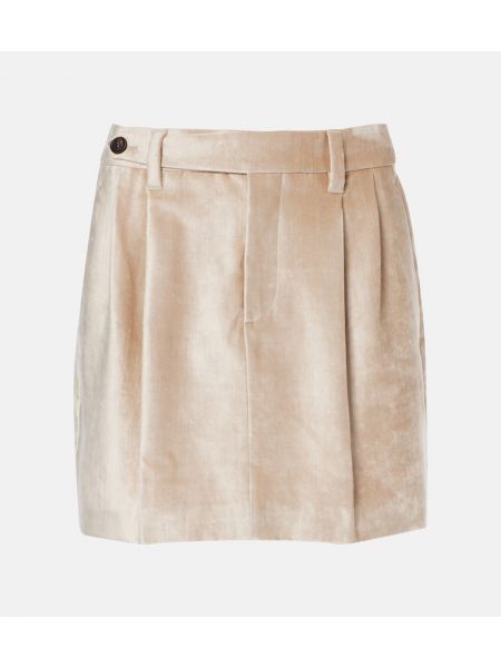 Bomuld fløjl slids nederdel Brunello Cucinelli beige