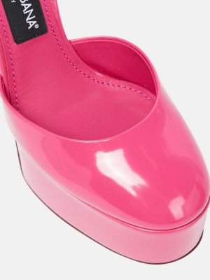 Iš natūralios odos sandalai su platforma Dolce&gabbana rožinė