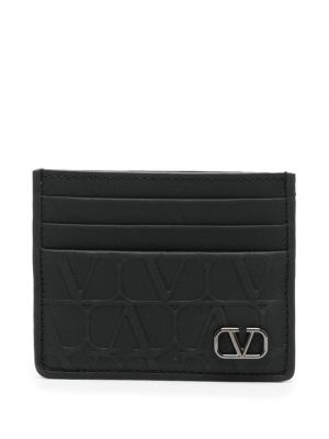 Usnjena denarnica Valentino Garavani črna