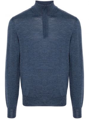 Vuneni džemper s patentnim zatvaračem Canali plava