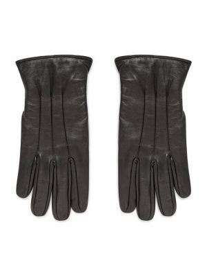 Кожени ръкавици Jack & Jones черно