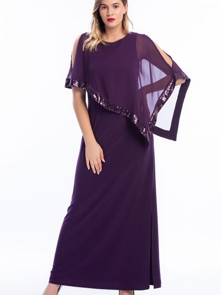 Šifonové večerní šaty s flitry şans fialové