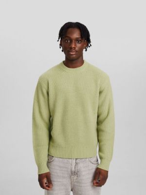 Sweter z okrągłym dekoltem Bershka zielony
