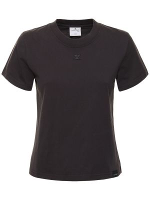 T-shirt di cotone in jersey Courrèges grigio