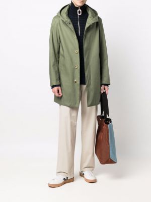 Trumpas paltas su gobtuvu Mackintosh žalia