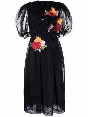 Ballonghylse floral brodert dress Simone Rocha svart