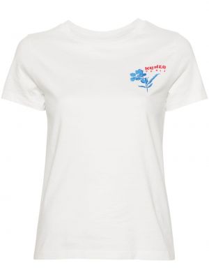 T-shirt en coton à fleurs Kenzo blanc
