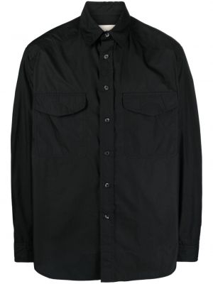 Βαμβακερό πουκάμισο με τσέπες Mordecai μαύρο