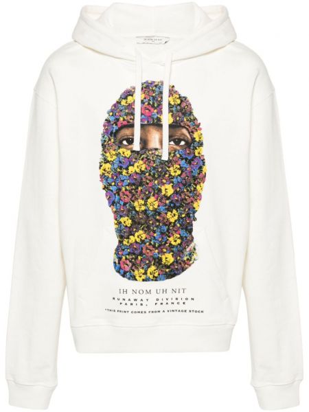 Pamučna hoodie s kapuljačom s cvjetnim printom Ih Nom Uh Nit bijela