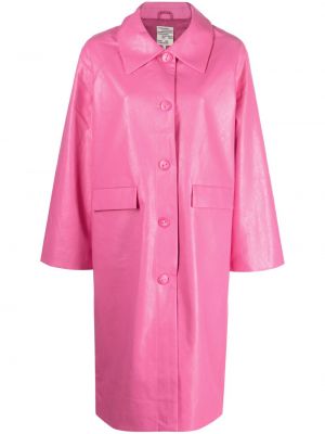 Růžový oversized kožený kabát Baum Und Pferdgarten