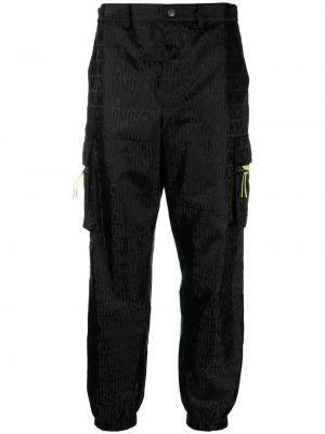 Pantaloni cargo cu imagine Moschino negru