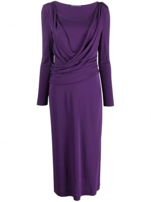 Midi obleka z draperijo Alberta Ferretti vijolična