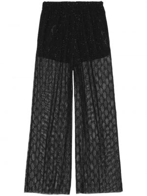 Křišťálové rovné kalhoty Gucci černé