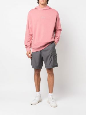 Medvilninis siuvinėtas džemperis su gobtuvu Woolrich rožinė