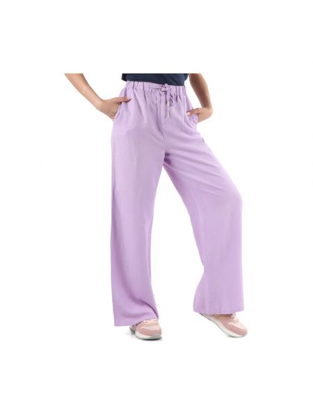 Spodnie z wiskozy Sun68 fioletowe