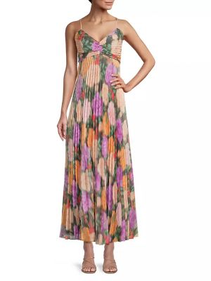 Плиссированное платье в цветочек с принтом Ungaro