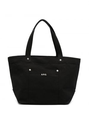 Τσάντα shopper με κέντημα A.p.c. μαύρο